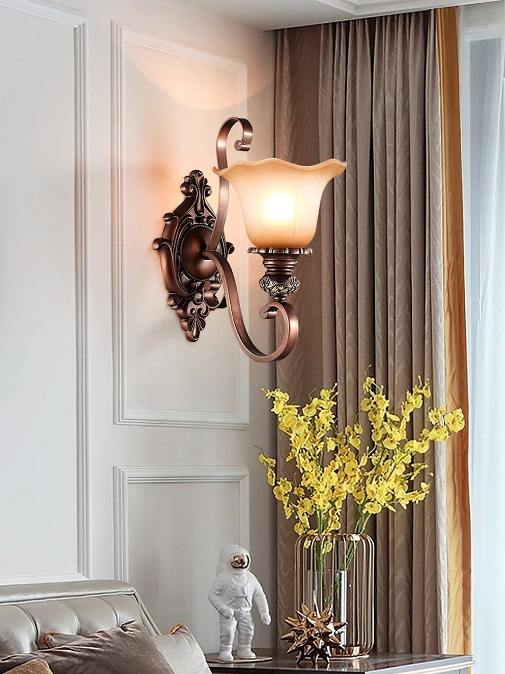 Sonoma Valley Wall Lamp | Brushed Copper & Beige Glass | Set of 2