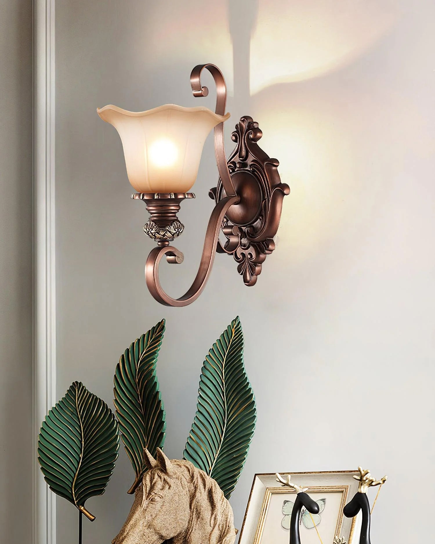 Sonoma Valley Wall Lamp | Brushed Copper & Beige Glass | Set of 2