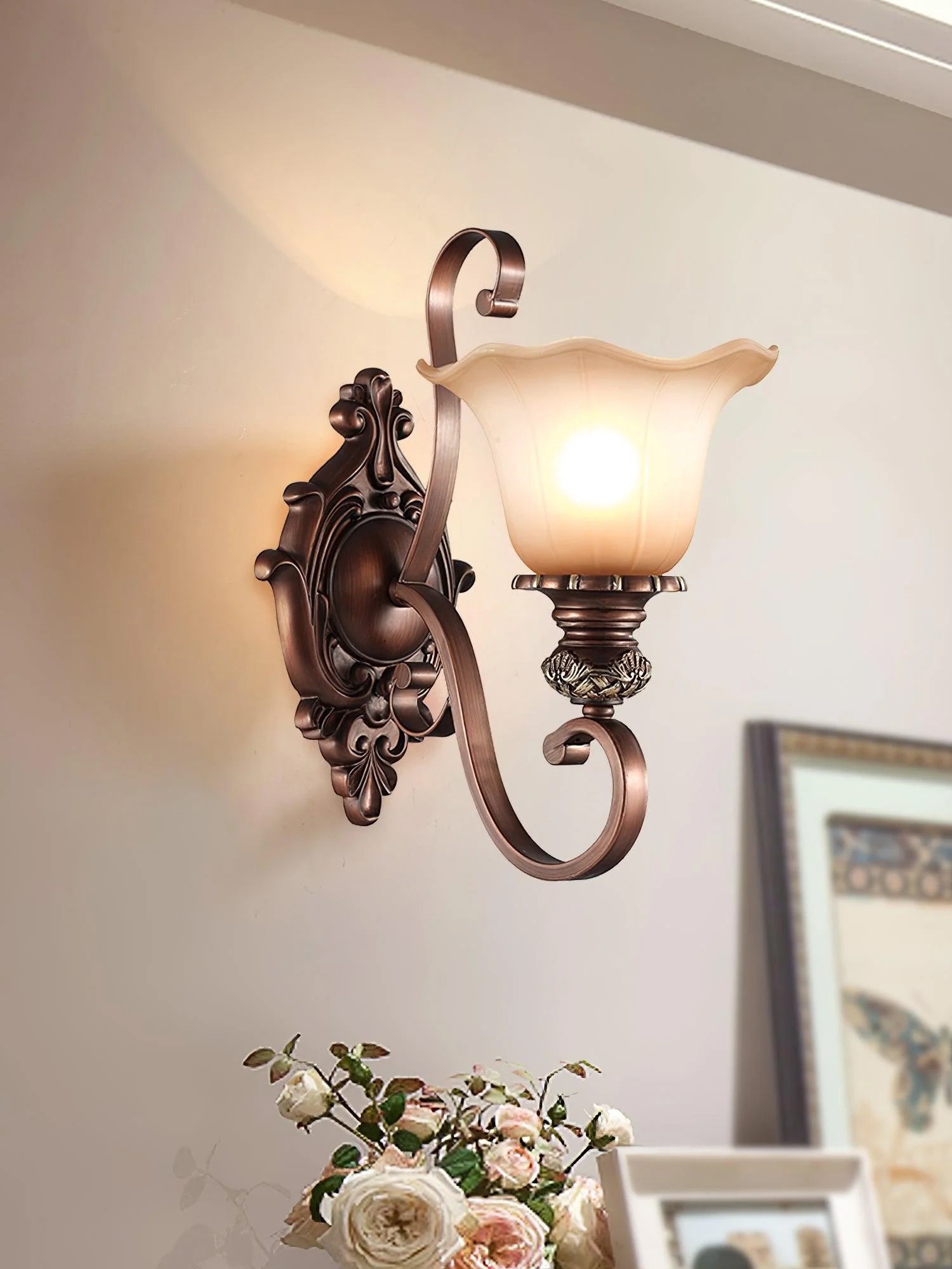 Sonoma Valley Wall Lamp | Brushed Copper & Beige Glass | Set of 2