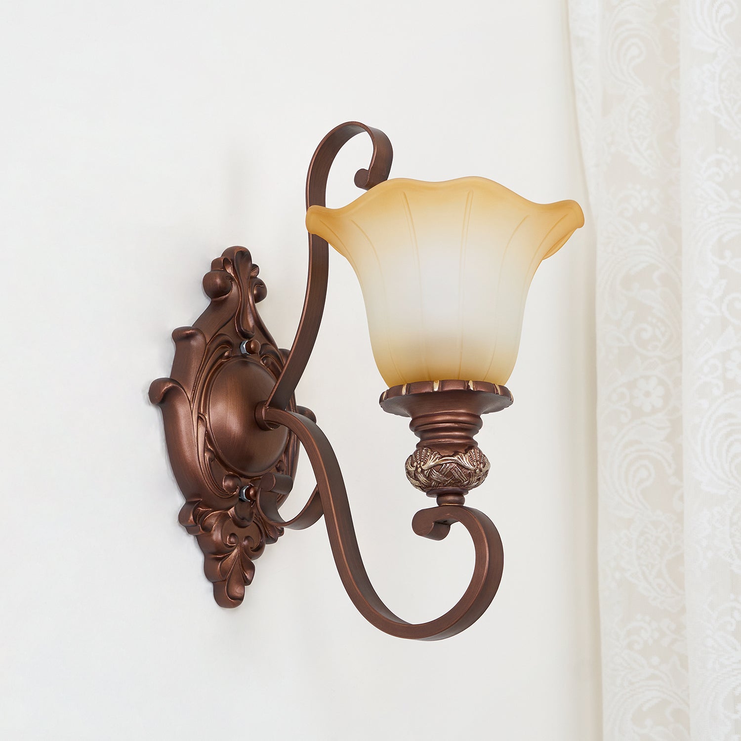 Sonoma Valley Wall Lamp | Brushed Copper & Beige Glass | Set of 2