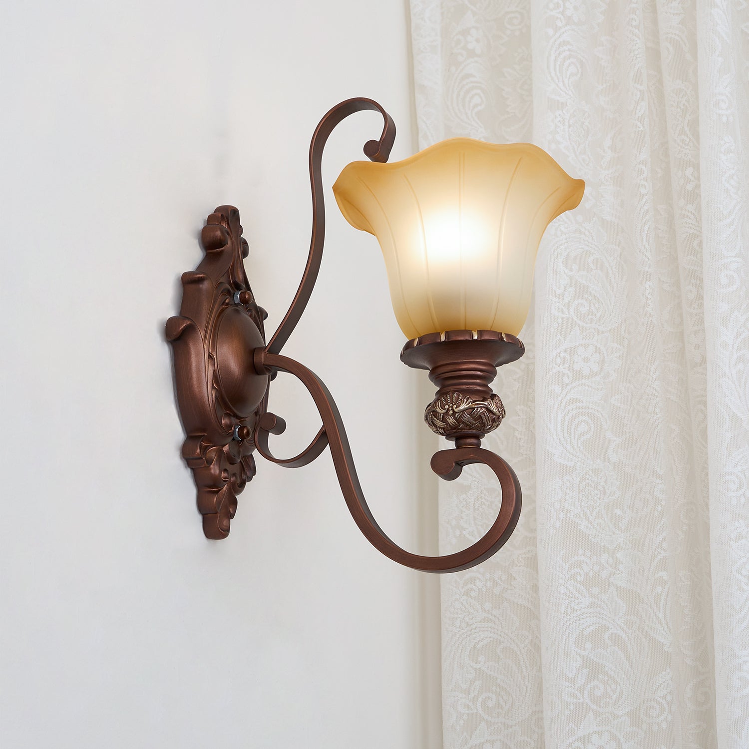 Sonoma Valley Wall Lamp | Brushed Copper & Beige Glass | Set of 2