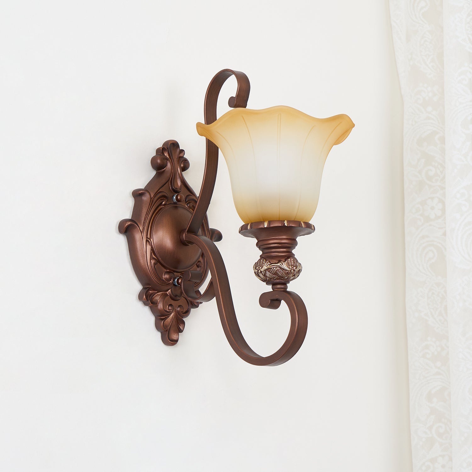 Sonoma Valley Wall Lamp | Brushed Copper & Beige Glass | Set of 2
