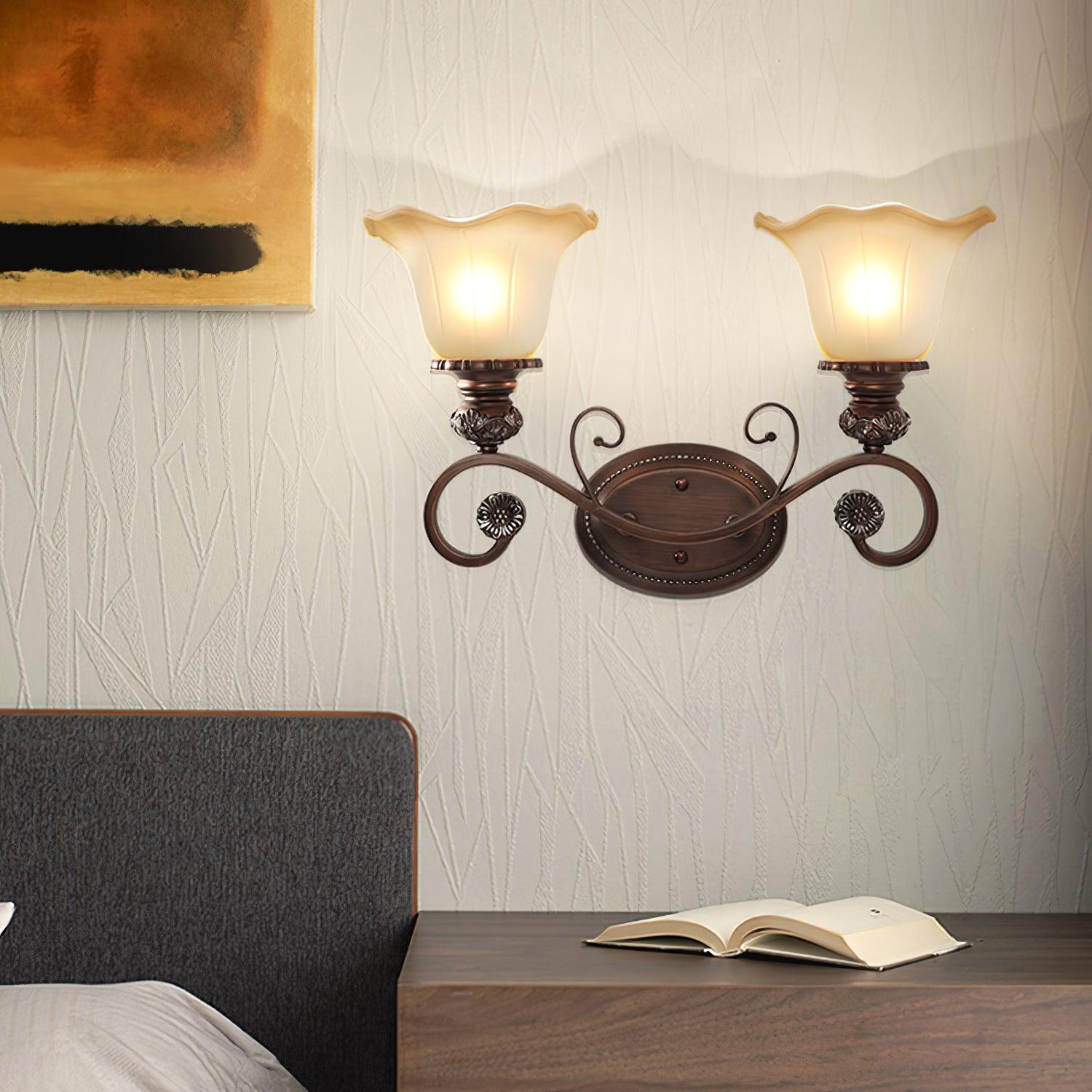 Sonoma Valley Wall Lamp | Brushed Copper & Beige Glass | Set of 2