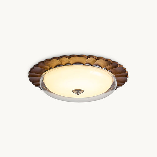 Soreli Ceiling Light | Walnut Wood & Clear Diffuser | 50cm Diameter
