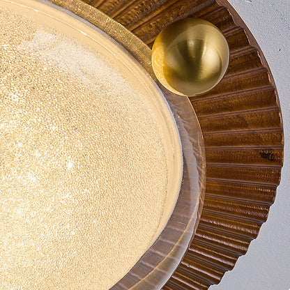 Soreli Ceiling Light | Walnut Wood & Clear Diffuser | 50cm Diameter