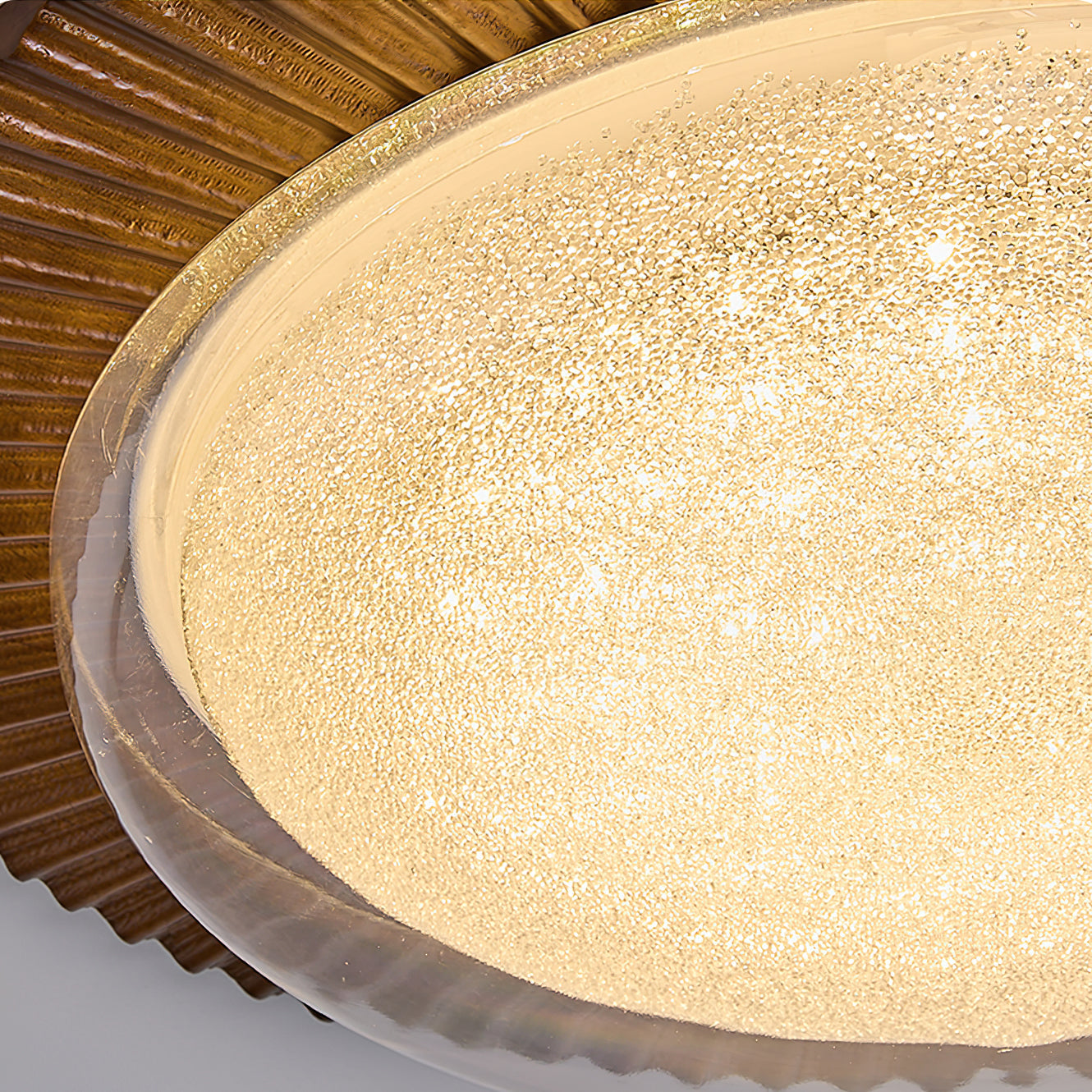 Soreli Ceiling Light | Walnut Wood & Clear Diffuser | 50cm Diameter