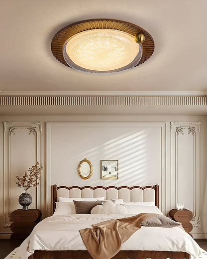 Soreli Ceiling Light | Walnut Wood & Clear Diffuser | 50cm Diameter