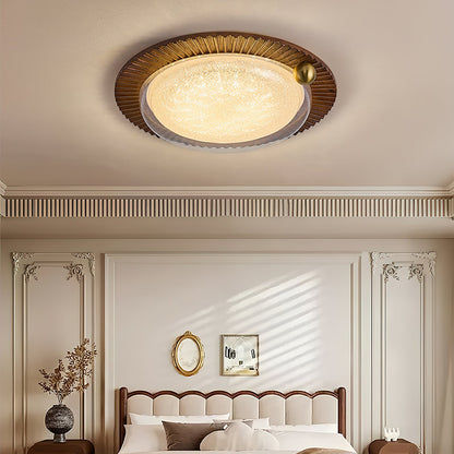 Soreli Ceiling Light | Walnut Wood & Clear Diffuser | 50cm Diameter
