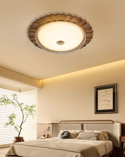 Soreli Ceiling Light | Walnut Wood & Clear Diffuser | 50cm Diameter