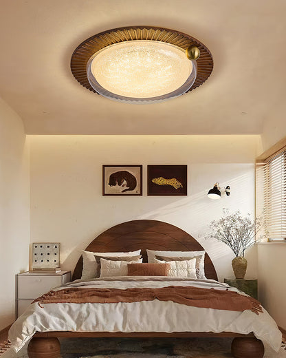 Soreli Ceiling Light | Walnut Wood & Clear Diffuser | 50cm Diameter