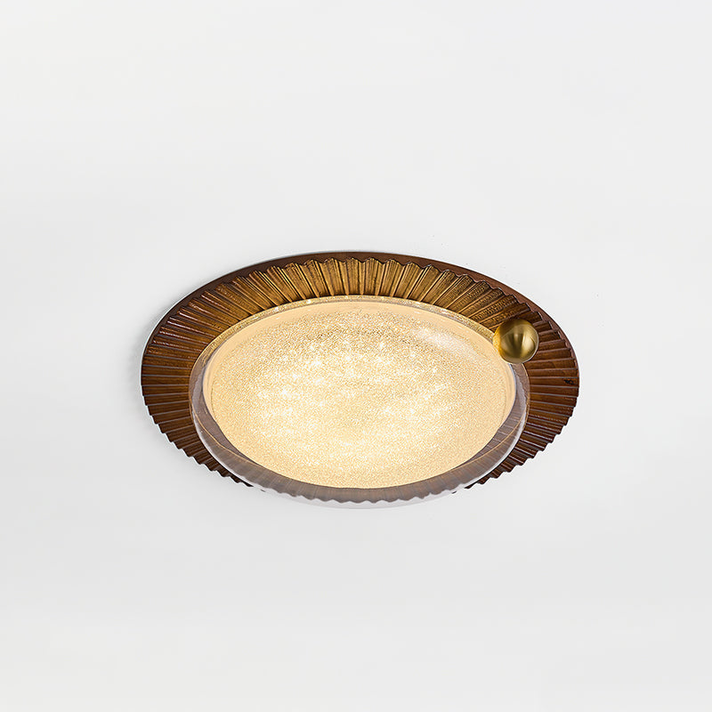 Soreli Ceiling Light | Walnut Wood & Clear Diffuser | 50cm Diameter
