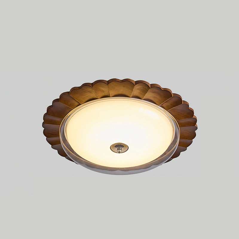 Soreli Ceiling Light | Walnut Wood & Clear Diffuser | 50cm Diameter