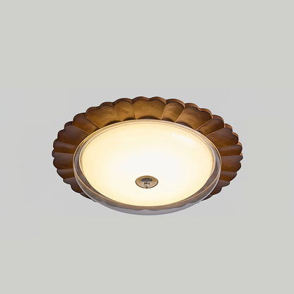 Soreli Ceiling Light | Walnut Wood & Clear Diffuser | 50cm Diameter