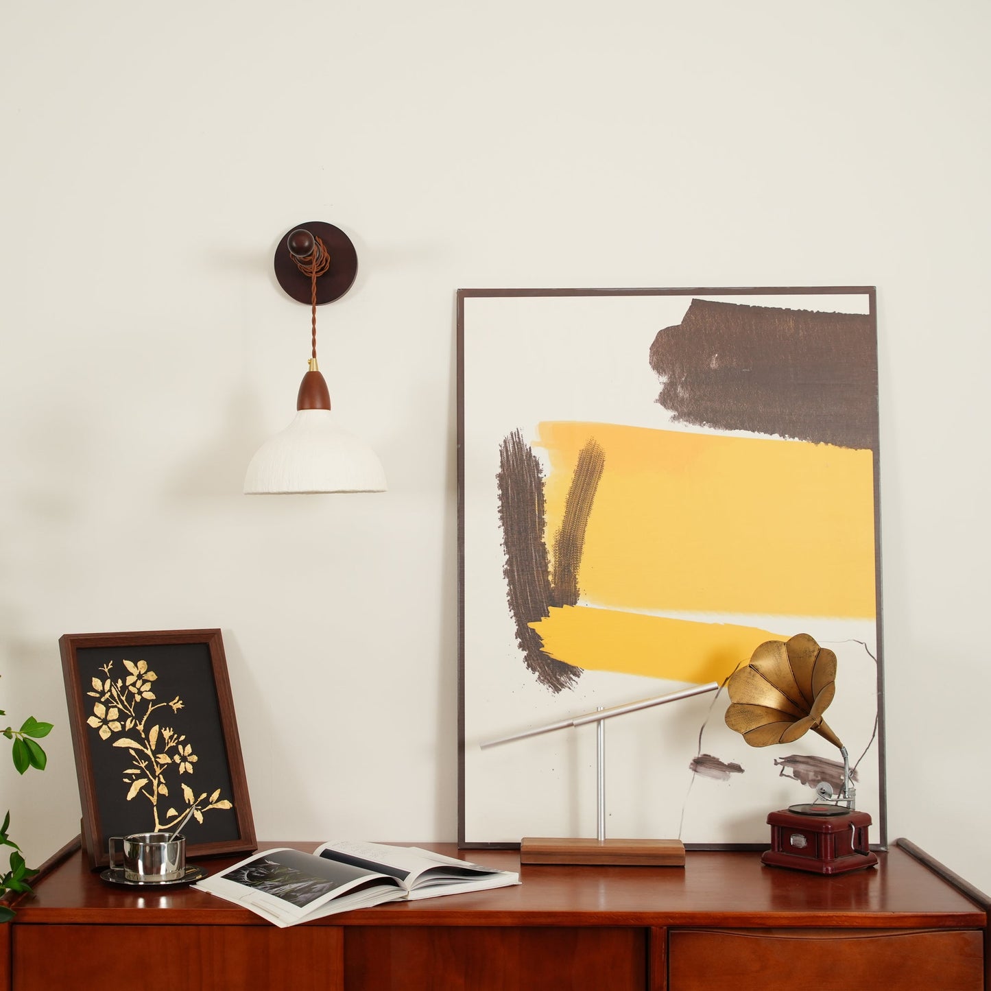Soren Wall Lamp Set | Rice Paper Shade & Walnut Wood | Adjustable Height