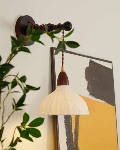 Soren Wall Lamp Set | Rice Paper Shade & Walnut Wood | Adjustable Height