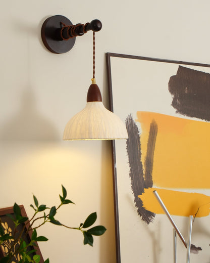 Soren Wall Lamp Set | Rice Paper Shade & Walnut Wood | Adjustable Height