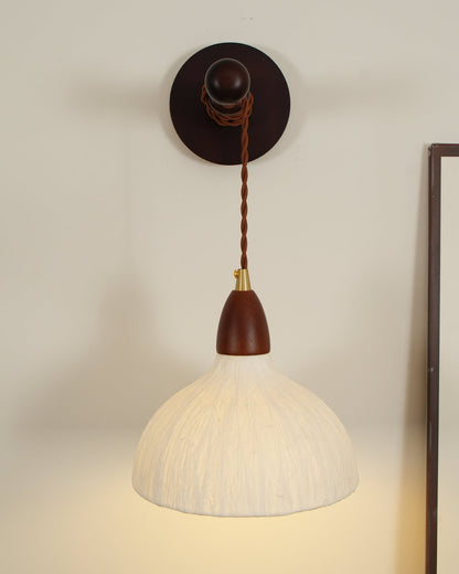 Soren Wall Lamp Set | Rice Paper Shade & Walnut Wood | Adjustable Height