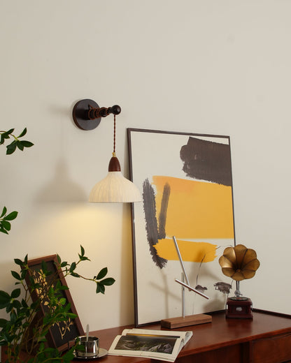 Soren Wall Lamp Set | Rice Paper Shade & Walnut Wood | Adjustable Height