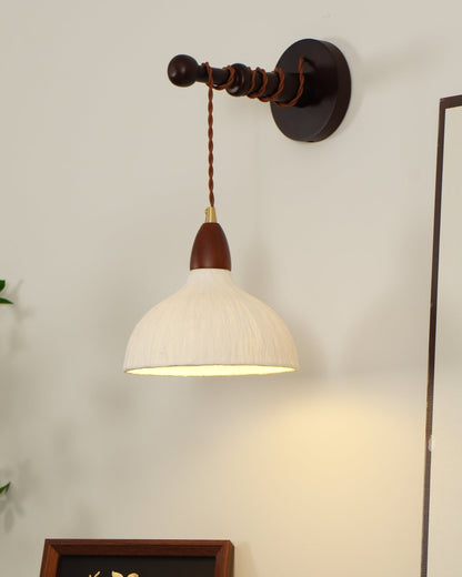 Soren Wall Lamp Set | Rice Paper Shade & Walnut Wood | Adjustable Height