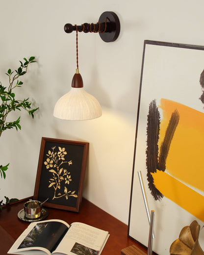 Soren Wall Lamp Set | Rice Paper Shade & Walnut Wood | Adjustable Height