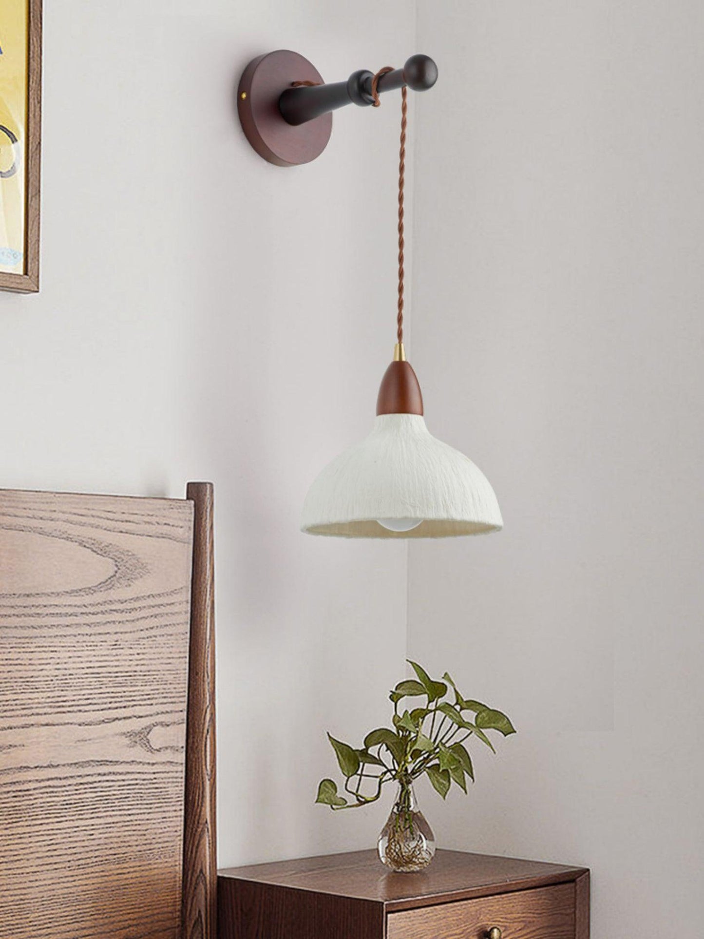 Soren Wall Lamp Set | Rice Paper Shade & Walnut Wood | Adjustable Height