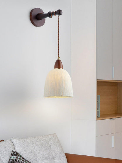Soren Wall Lamp Set | Rice Paper Shade & Walnut Wood | Adjustable Height