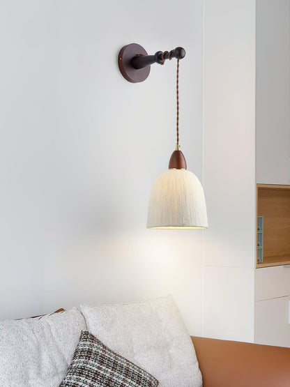 Soren Wall Lamp Set | Rice Paper Shade & Walnut Wood | Adjustable Height