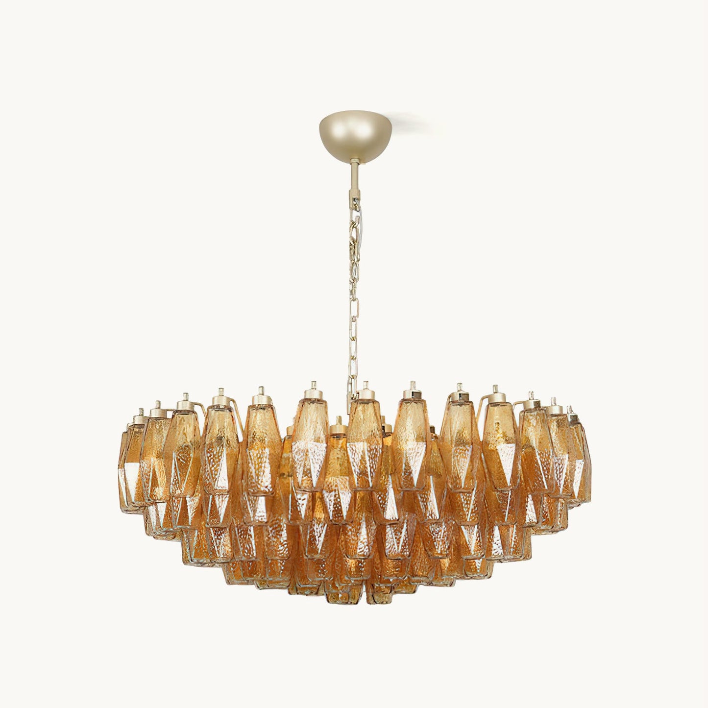 Murano Chandelier | Hand-Crafted Glass & Metal | Amber Copper Finish