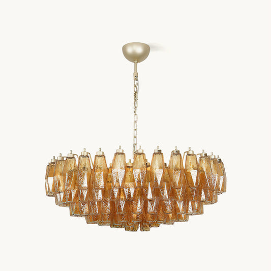 Murano Chandelier | Hand-Crafted Glass & Metal | Amber Copper Finish