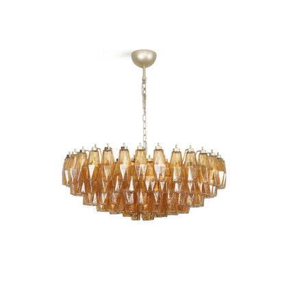 Murano Chandelier | Hand-Crafted Glass & Metal | Amber Copper Finish