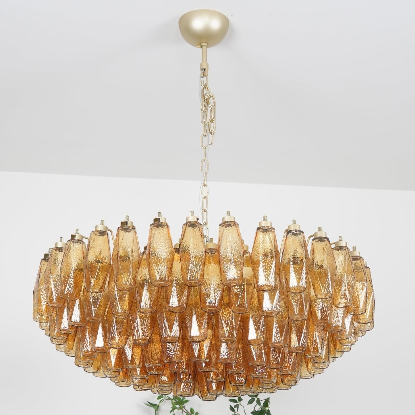 Murano Chandelier | Hand-Crafted Glass & Metal | Amber Copper Finish