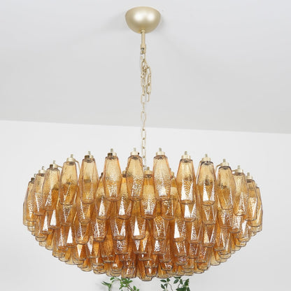 Murano Chandelier | Hand-Crafted Glass & Metal | Amber Copper Finish