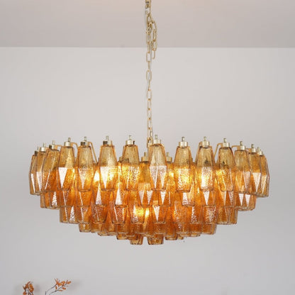 Murano Chandelier | Hand-Crafted Glass & Metal | Amber Copper Finish