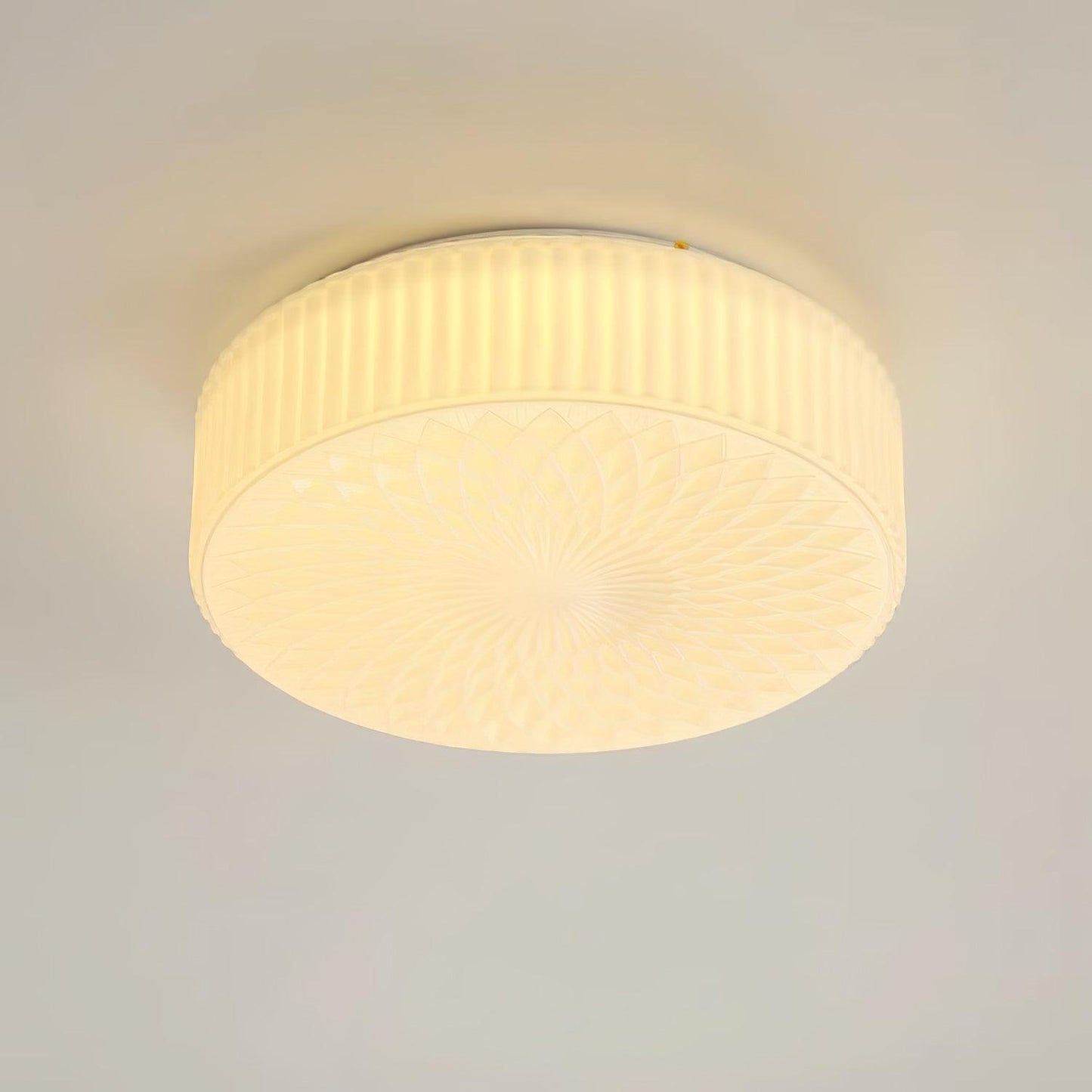 Souffle Ceiling Lamp | Creamy Yellow & White Finish | 35cm Diameter