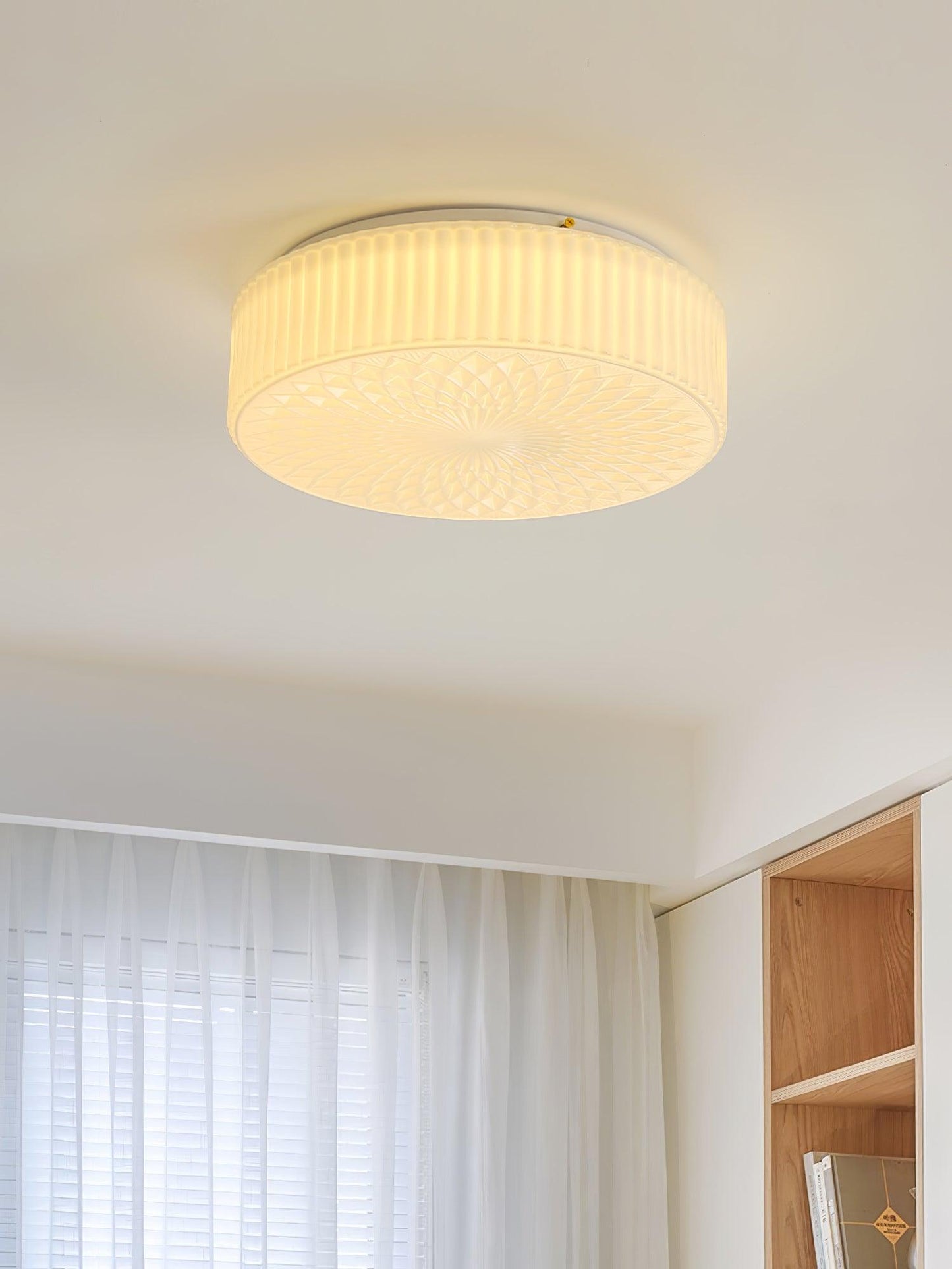 Souffle Ceiling Lamp | Creamy Yellow & White Finish | 35cm Diameter
