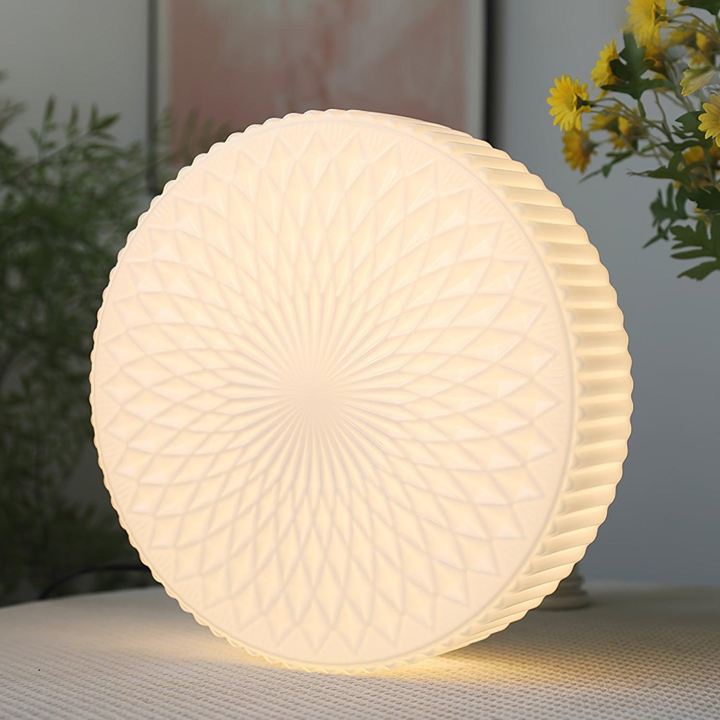Souffle Ceiling Lamp | Creamy Yellow & White Finish | 35cm Diameter