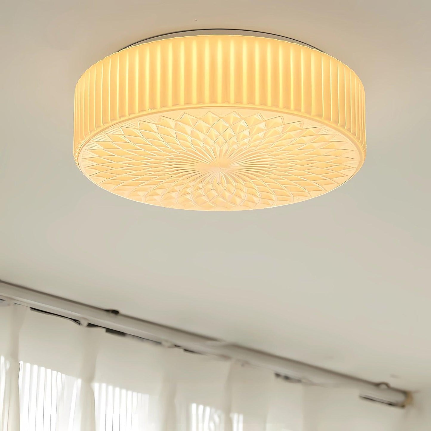 Souffle Ceiling Lamp | Creamy Yellow & White Finish | 35cm Diameter