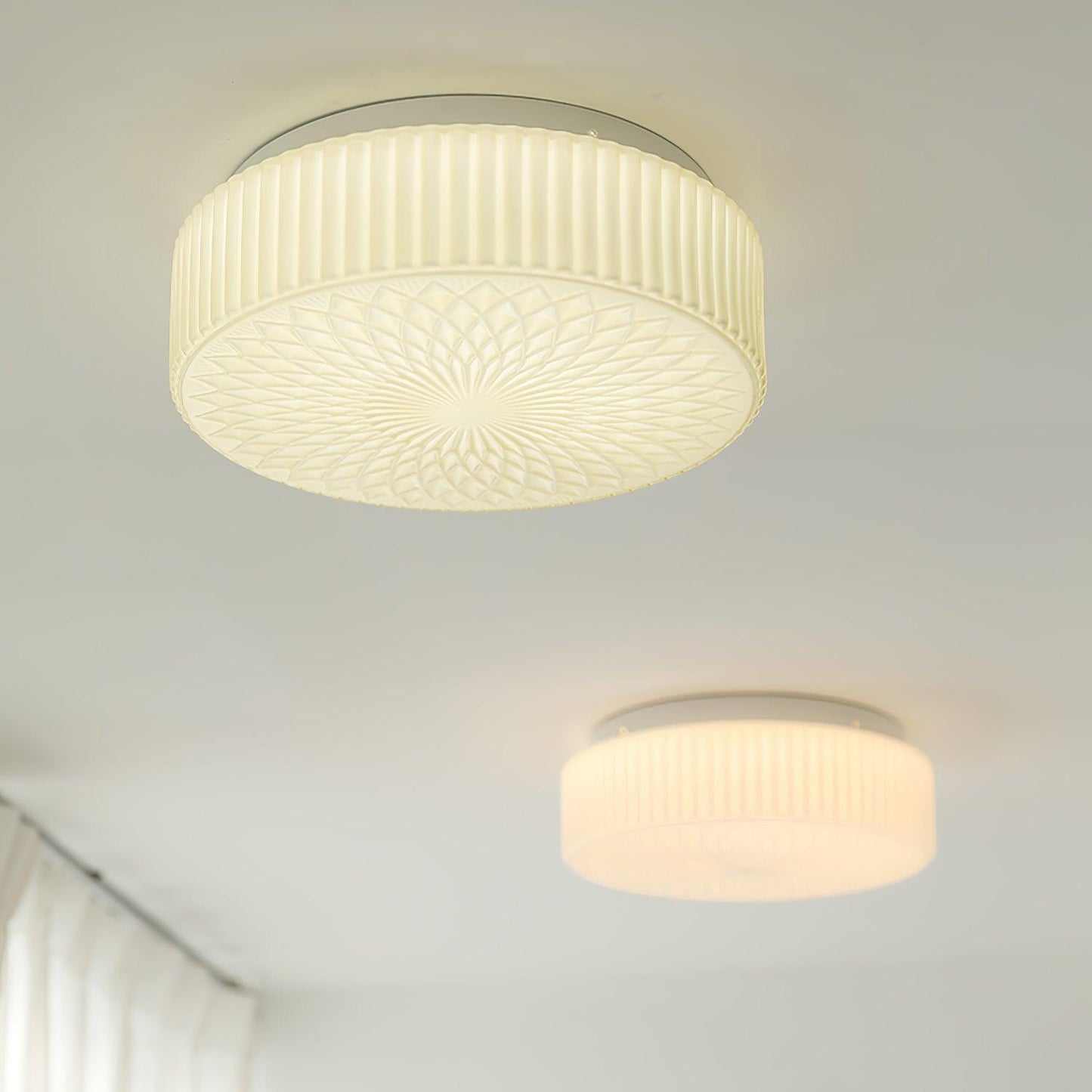 Souffle Ceiling Lamp | Creamy Yellow & White Finish | 35cm Diameter
