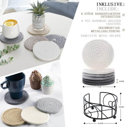Cotton Rope Coasters | Eco-Friendly & Absorbent | Set of 6 (White)