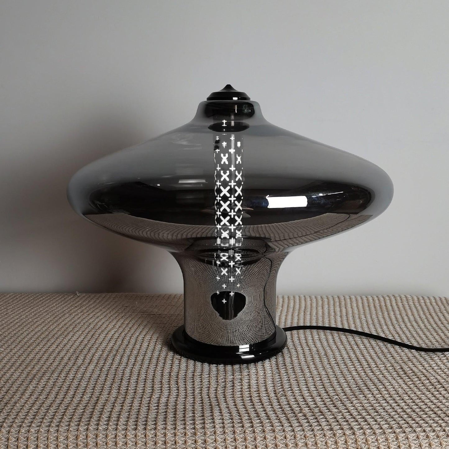 Space Age Table Lamp | Metal & Glass | Smoke Gray