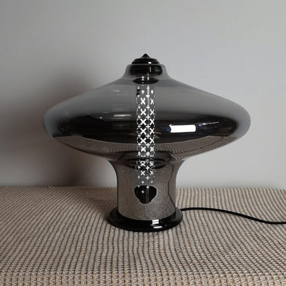 Space Age Table Lamp | Metal & Glass | Smoke Gray