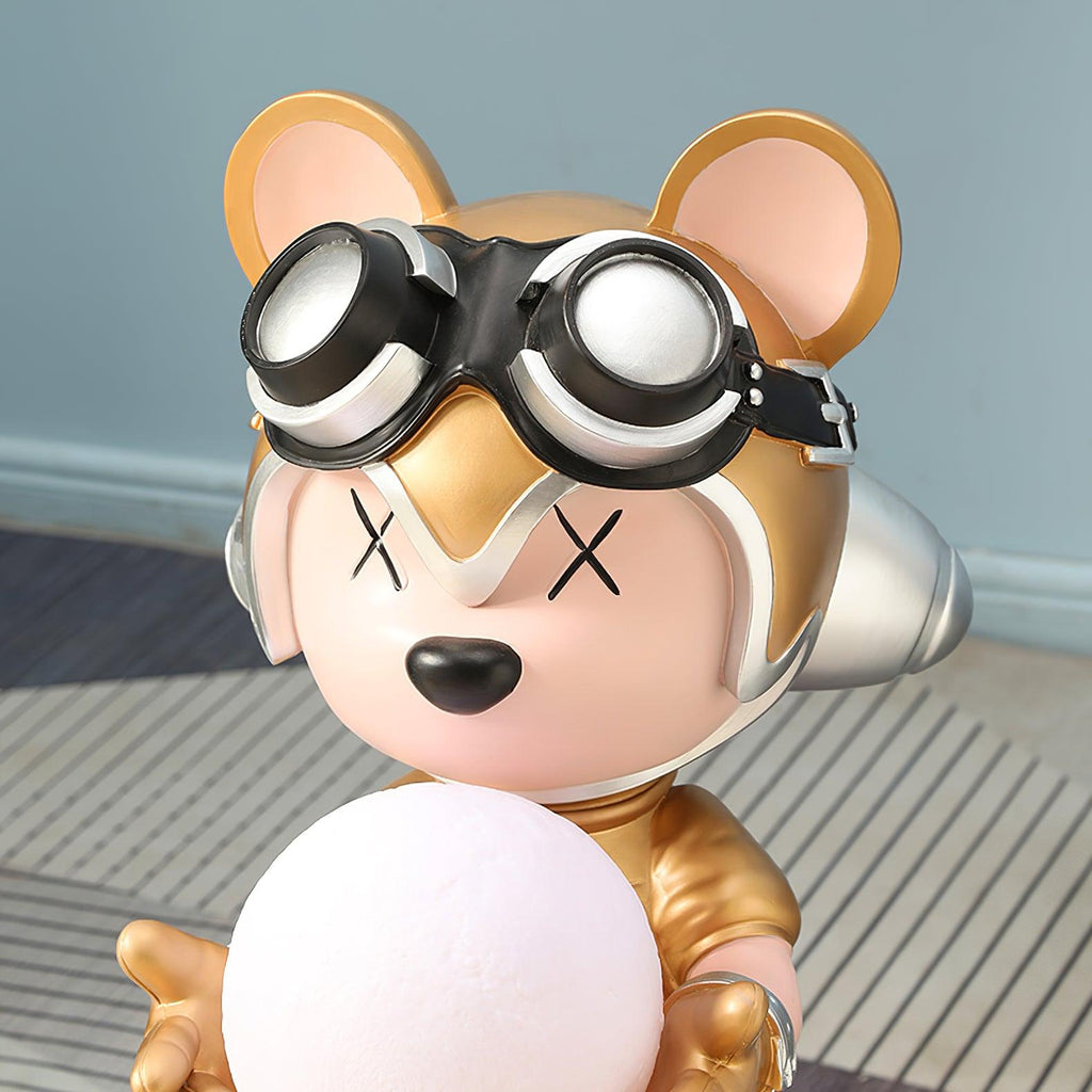 Space Bear Floor Lamp | Hand-Finished Resin | Integrated LED, 3000K Warm Light