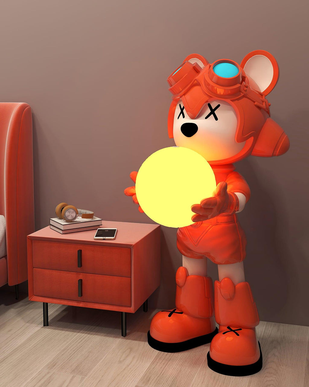 Space Bear Floor Lamp | Hand-Finished Resin | Integrated LED, 3000K Warm Light