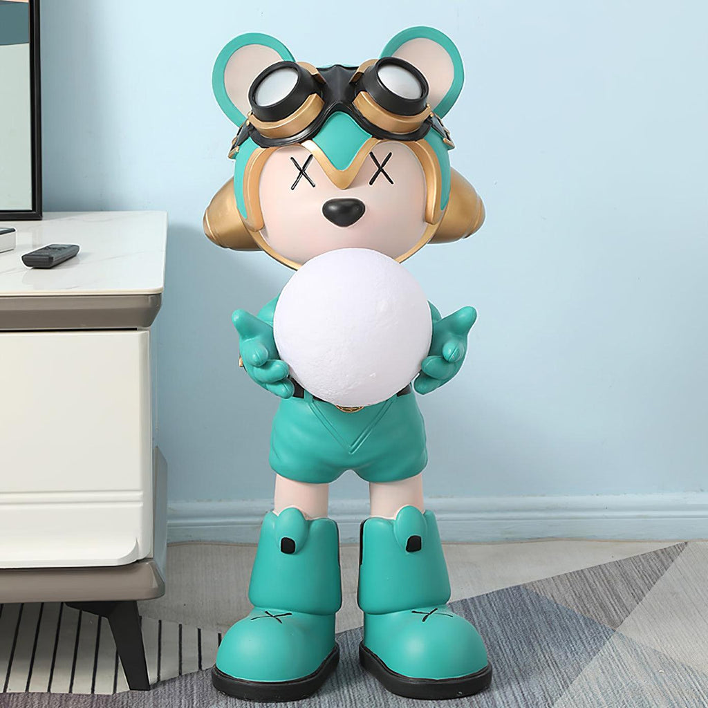Space Bear Floor Lamp | Hand-Finished Resin | Integrated LED, 3000K Warm Light