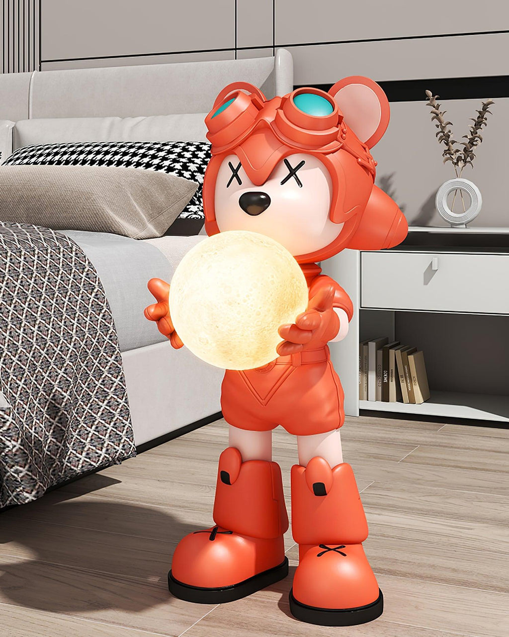 Space Bear Floor Lamp | Hand-Finished Resin | Integrated LED, 3000K Warm Light