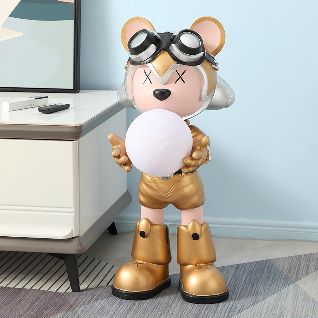 Space Bear Floor Lamp | Hand-Finished Resin | Integrated LED, 3000K Warm Light