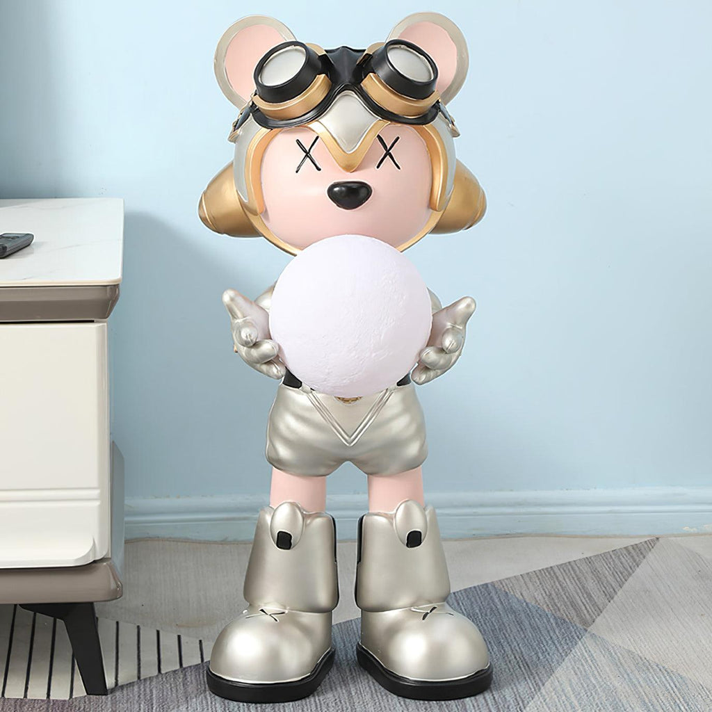 Space Bear Floor Lamp | Hand-Finished Resin | Integrated LED, 3000K Warm Light