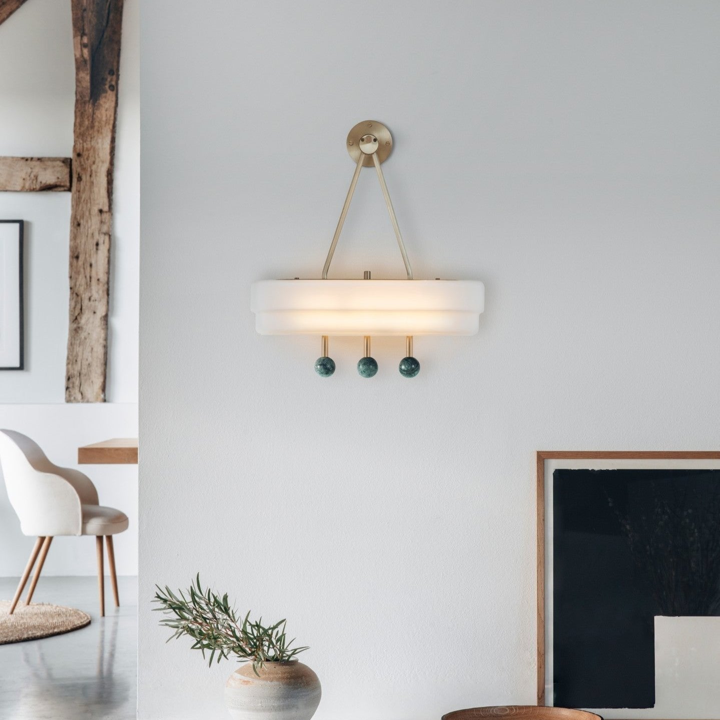 Spate Wall Light Set | Opal Acid-Etched Glass & Marble | 2-Pack