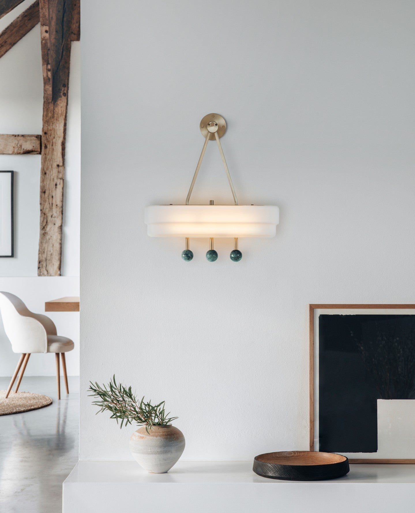 Spate Wall Light Set | Opal Acid-Etched Glass & Marble | 2-Pack