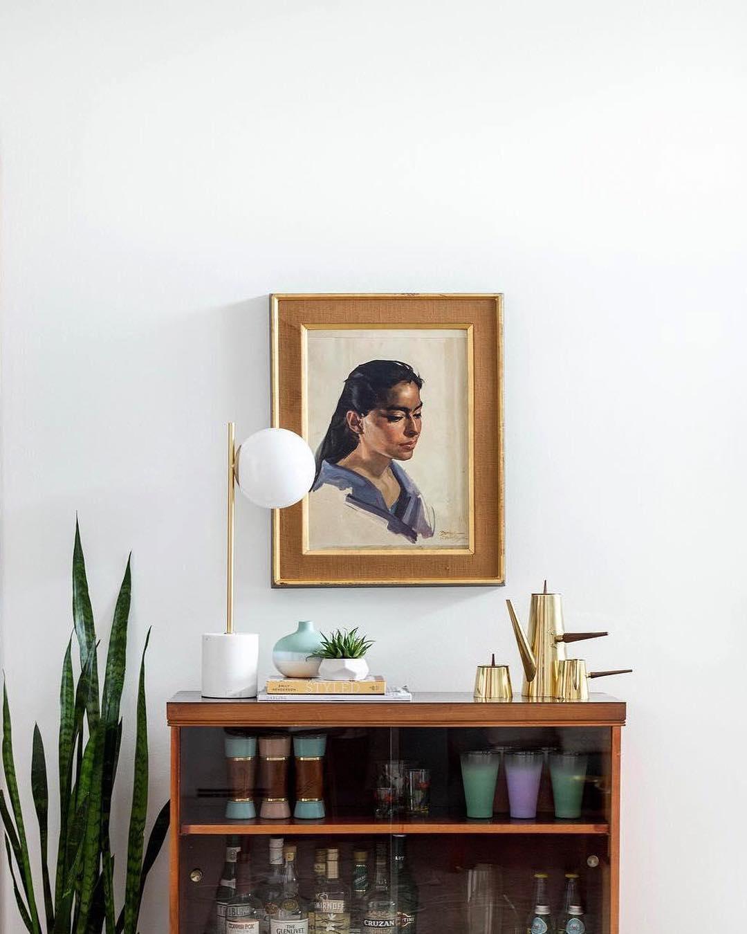 Sphere & Stem Table Lamp | Glass & Metal | Gold Finish